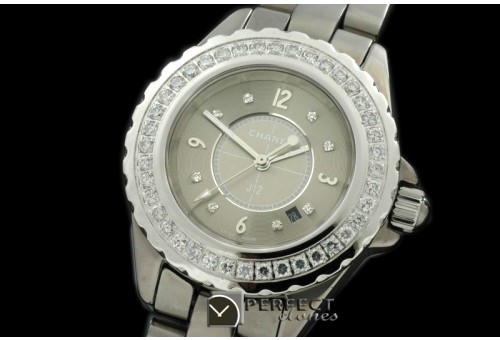 CHA-CM-2001D J12 Chromatic Ladies TI/CER Grey Jap Quartz/Boxset