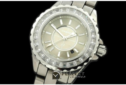 CHA-CM-2002D J12 Chromatic Ladies TI/CER Grey Jap Quartz/Boxset