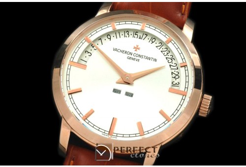 VCM10026 Malte Retrogating Date/Calender RG/LE White Asian 2813