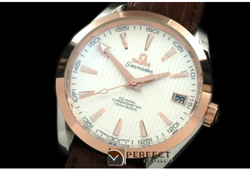OMAT10011 Aqua Terra Seamaster SS/RG/LE White Asian 2813