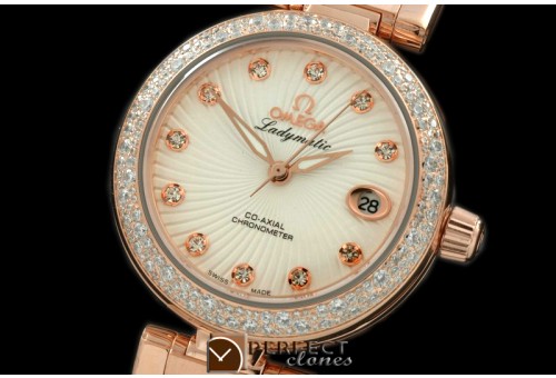 OMDEL00111D Deville Ladymatic RG/RG/Diam Wht Swiss Quartz