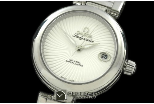 OMDEL00103 Deville Ladymatic SS/SS Wht Swiss Quartz