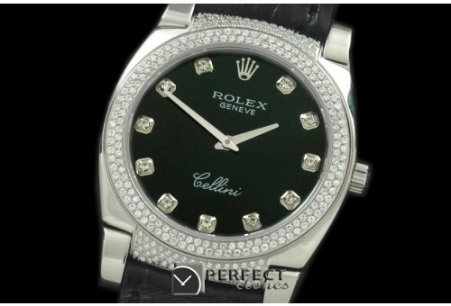 RLCL00117DX Ladies Cellini SS/LE/Diam Black Diam Swiss Quartz