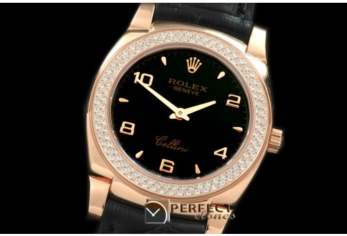 RLCL00327D Ladies Cellini RG/LE/Diam Black Num Swiss Quartz