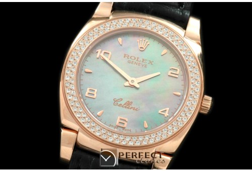 RLCL00326D Ladies Cellini RG/LE/Diam MOP Green Num Swiss Quartz