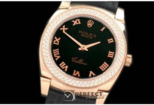 RLCL00308D Ladies Cellini RG/LE/Diam Black Swiss Quartz