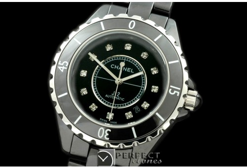 CHA-41-112 J12 Oversize Black Ceramic Diam Asia 2813 21J