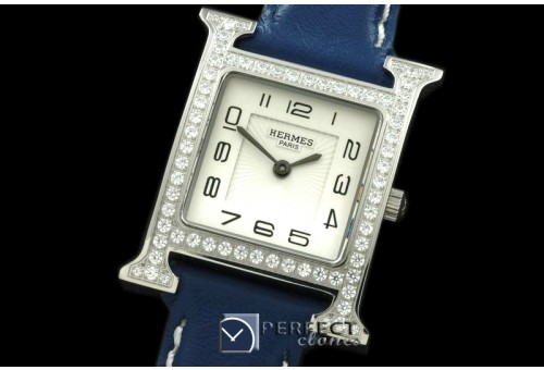 HE00101D H Hour SS/LE/Diam White Swiss Quartz