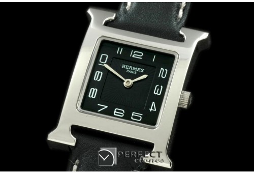 HE00102 H Hour SS/LE Black Swiss Quartz