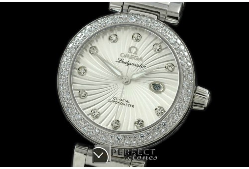 OMDEL00101D Deville Ladymatic SS/SS/Diam Wht Swiss Quartz