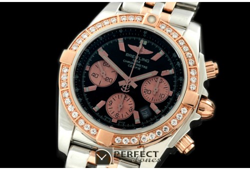 BLB01-20052 Chronomat B01 TT SS/RG/Diam Black Sticks A-7750