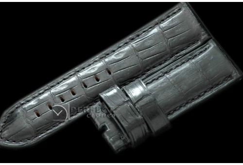PNA01036 26/26 Black American Croc Straight Cut Leather Strap