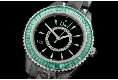 CD00126 Dior VIII Full Size Cer/Cer/Grn Ruby Black Jap Quartz