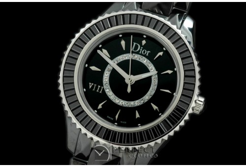 CD00122A Dior VIII Mid Size Cer/Cer/Blk Ruby Black Jap Quartz