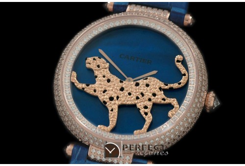 CARBP10022 Panthere de Cartier Ladies RG/LE Blue Swiss Qtz