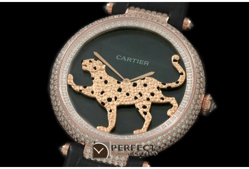 CARBP10023 Panthere de Cartier Ladies RG/LE Black Swiss Qtz