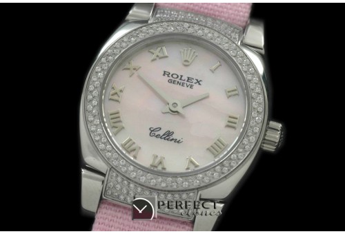 RLCM00104DL Ladies Mini Cellini SS/LE MOP Pink Roman Swiss Quart