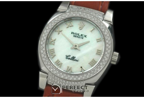 RLCM00103DL Ladies Mini Cellini SS/LE MOP White Roman Swiss Quar