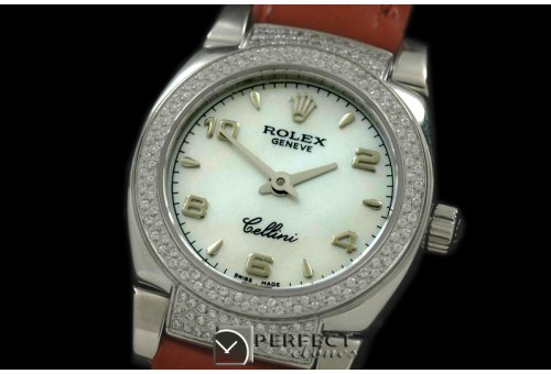 RLCM00123DL Ladies Mini Cellini SS/LE MOP White Numeral Swiss Qu