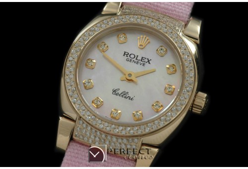 RLCM00214DL Ladies Mini Cellini YG/LE MOP Pink Diam Swiss Quartz