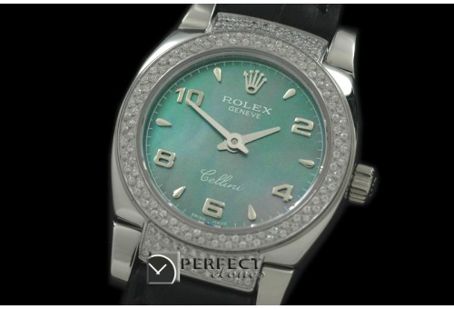 RLCM00130DL Ladies Mini Cellini SS/LE MOP Green Num Swiss Quartz
