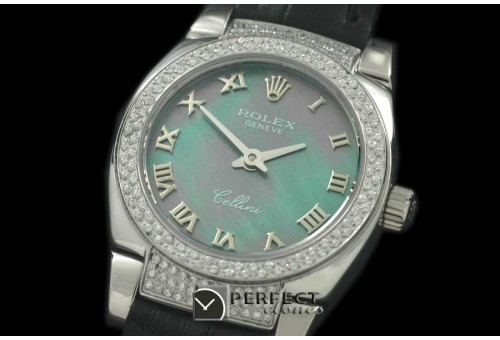 RLCM00110DL Ladies Mini Cellini SS/LE MOP Green Roman Swiss Quar