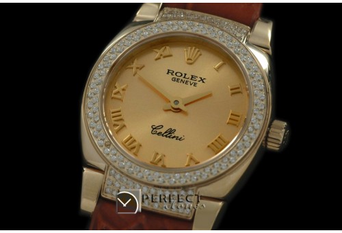 RLCM00205DL Ladies Mini Cellini YG/LE Gold Roman Swiss Quart