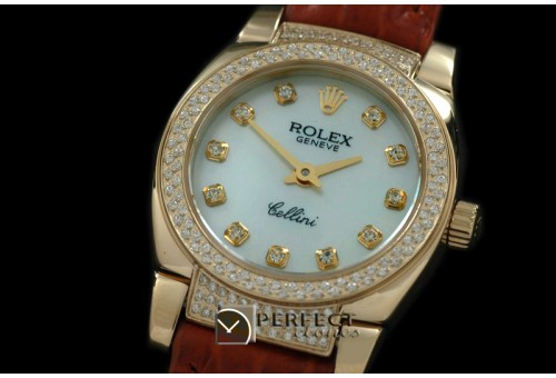 RLCM00213DL Ladies Mini Cellini YG/LE MOP White Diam Swiss Quart