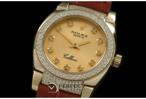 RLCM00215DL Ladies Mini Cellini YG/LE White Diam Swiss Quartz