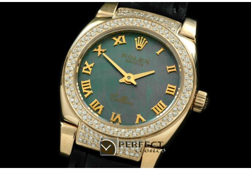 RLCM00206DL Ladies Mini Cellini YG/LE MOP Green Roman Swiss Qtz
