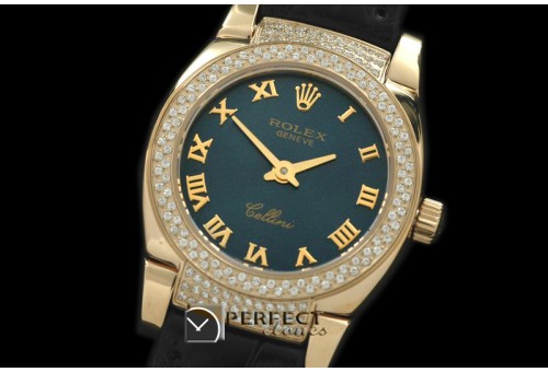 RLCM00209DL Ladies Mini Cellini YG/LE MOP Blue Roman Swiss Qtz