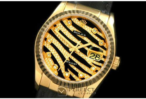 RDJMF00100L Royal Black Fluted YG/LE Swiss Eta 2836-2
