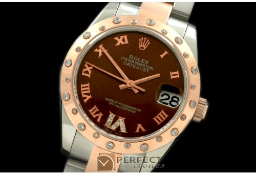 RDJmRT01124 SS/RG Oyster Brown Roman Swiss Eta 2836-2
