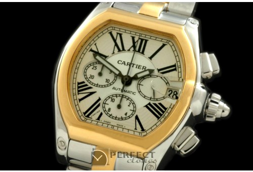 CARR01012 Roadster XL Chrono SS/YG/TT White Roman A-775Sec@3