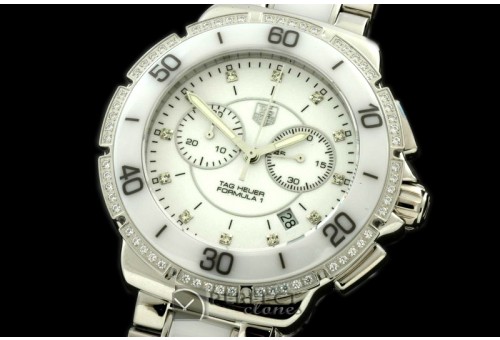 TGF1-00101D F1 Ladies SS/Cer/Diam Whi