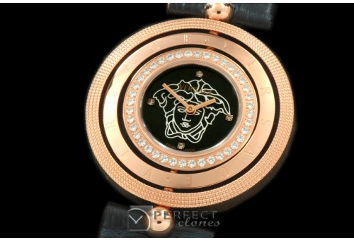 VE00102 Eon Reversible RG/Diam/LE Black Swiss Quartz c/w Boxset