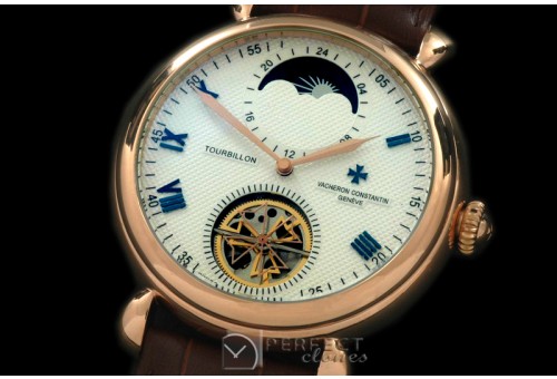 VCM10016 Malte Tourbillon/Moon Phase RG/LE White Asian 2813