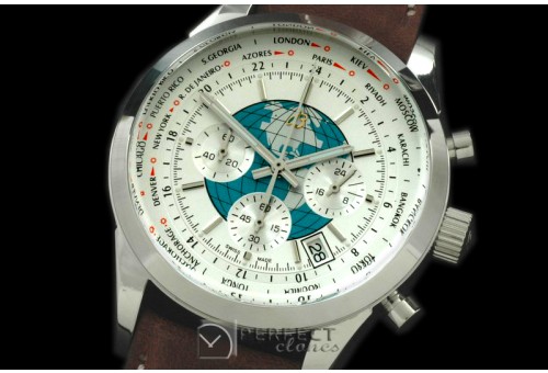 BLT10031L TransOcean Unitime Chrono SS/LE White Jap OS2Qtz