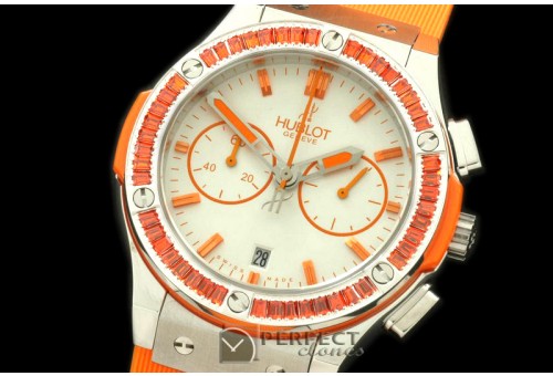 HBFSCL10052 Ladies Classic Fusion Chrono SS/RU Wht/Org Jap Quart