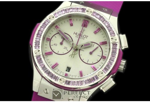 HBFSCL10054 Ladies Classic Fusion Chrono SS/RU Wht/Vio Jap Quart