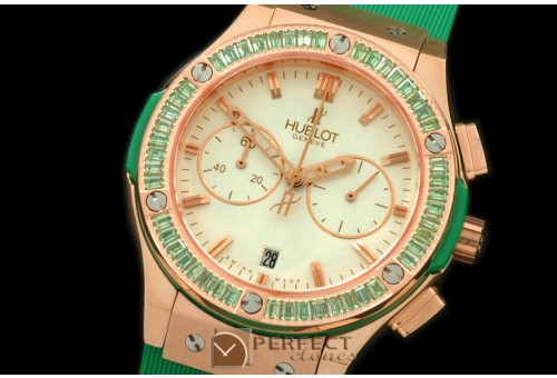 HBFSCL20055 Ladies Classic Fusion Chrono RG/RU Wht/Green Jap Qtz