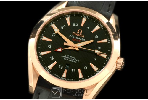 OMAT00122 Aqua Terra GMT RG/LE Black Asian 2836