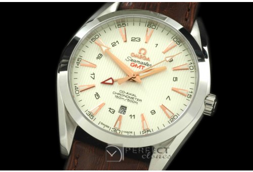 OMAT00102 Aqua Terra GMT SS/LE White/RG Asian 2836