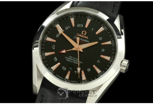 OMAT00104 Aqua Terra GMT SS/LE Black/RG Asian 2836