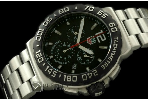 TGF1-01031S Formula 1 SS/SS Black Swiss Eta Quartz Chrono