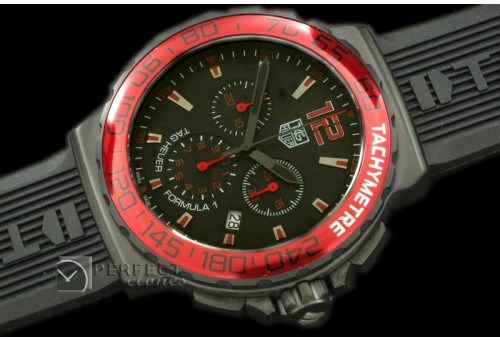TGF1-01048 Formula 1 PVD/RU Blk/Red Swiss Eta Quartz Chrono