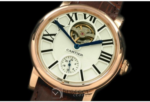 CARDC10086 Ronde de Cartier Tourbillon RG/LE White Asian 2813