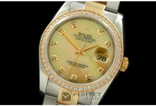 RDJMT00326D SS/YG Oyster MOP Gold Diamond Swiss Eta 2836-2