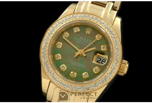RLMPLS01325 YG Diam Bez MOP Green Diamond Swiss Eta 2671-2