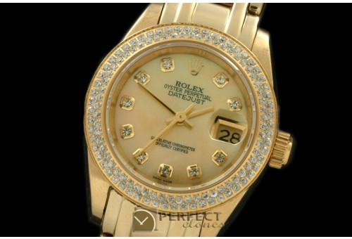 RLMPLS01326 YG Diam Bez MOP Gold Diamond Swiss Eta 2671-2